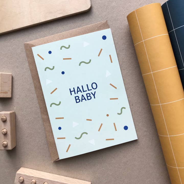 Linienwerk - Wholesale Baby Card - Klappkarte Hello Baby mint