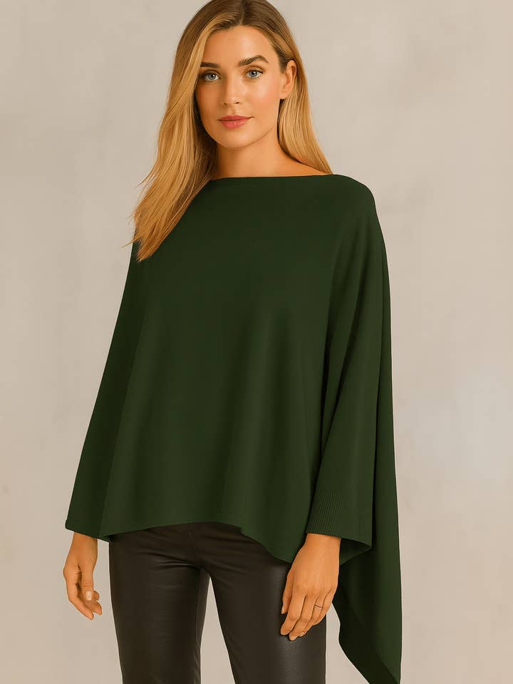 MiMi Wholesale - Wholesale Poncho - Women's - CCP320056 Juney Soft Classic Knit Poncho Ruana9