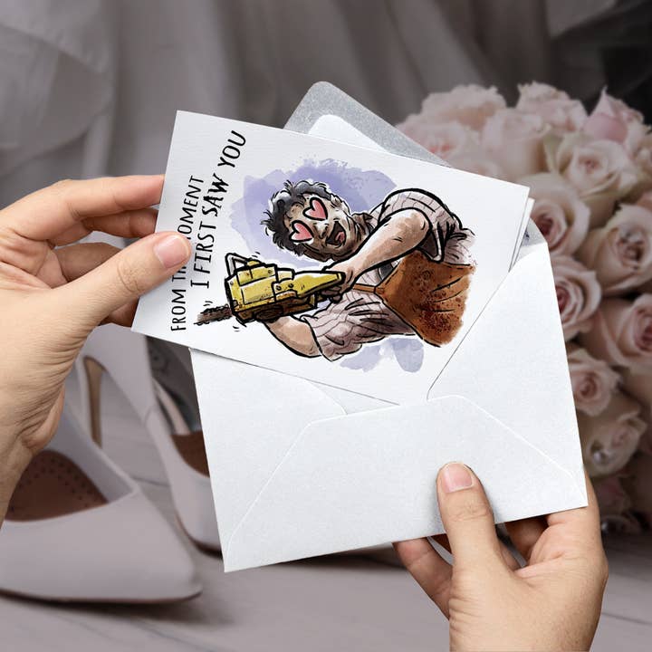 Aaron Millard Illustration - Wholesale Valentine's Day Card - "When I first Saw You" - Horror Trope Funny Valentine Card