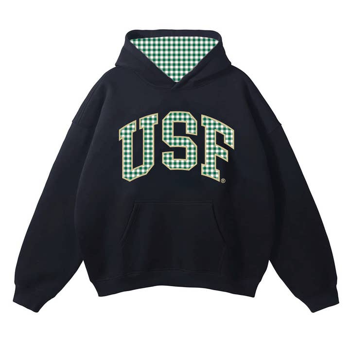 Sudadera con capucha de vichy USF para venta al por mayor de Lojo Collegiate Apparel