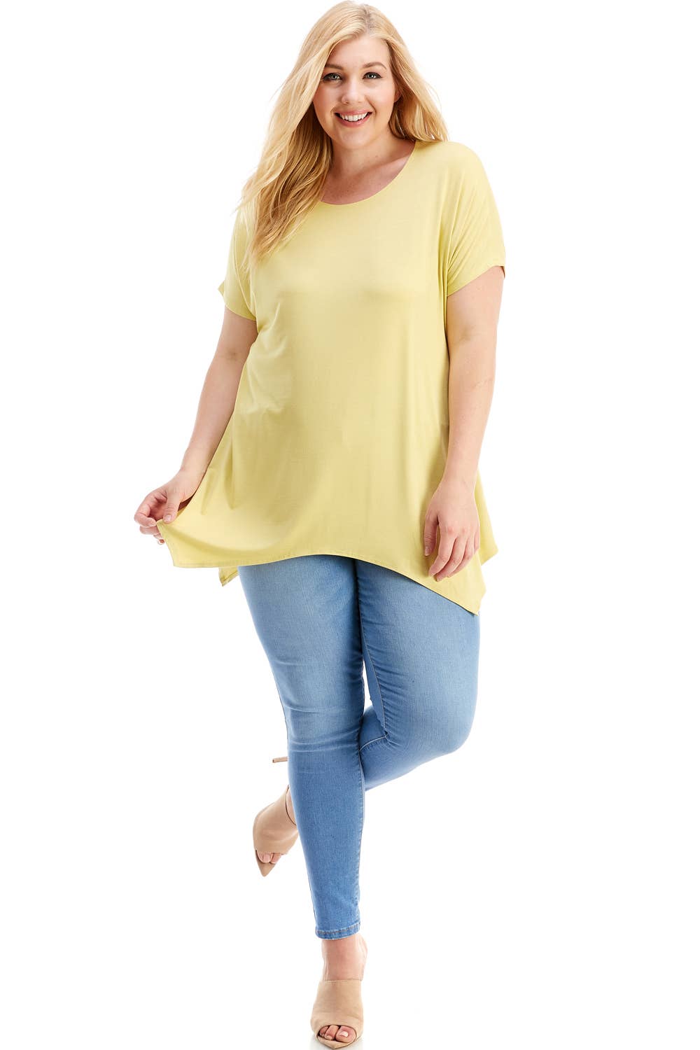 Azules Clothing - Wholesale Tunic - Women's - ATP-2307RSX Plus Size Asymmetric Short Sleeve Tunic59