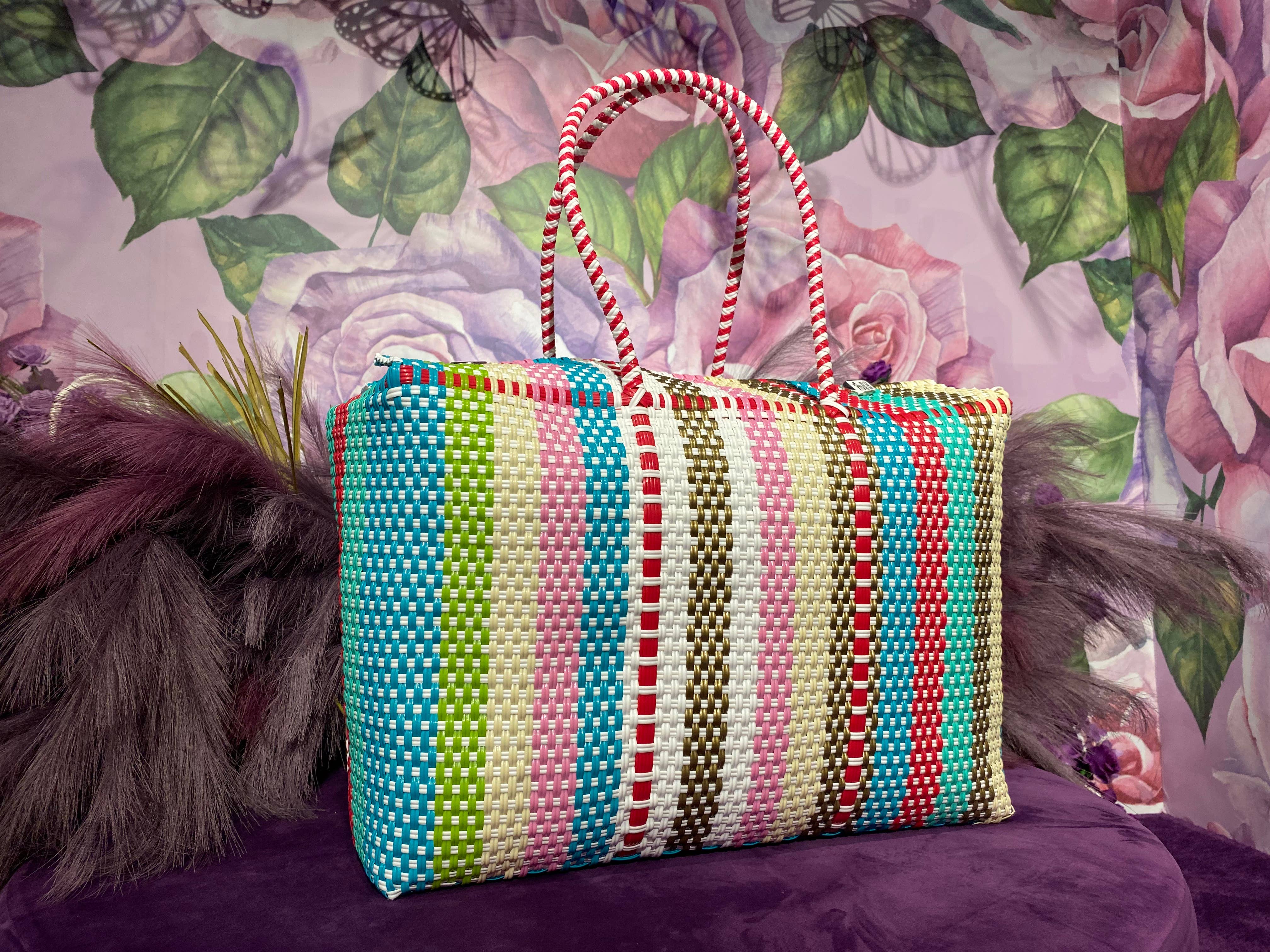 The Faria – Engroshandel Strandtaske – The Faria Håndvævede Strandtasker i Flerfarvet Genbrugsplast3