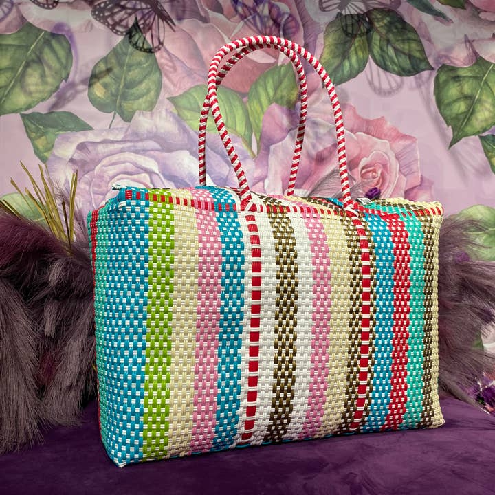 The Faria – Engroshandel Strandtaske – The Faria Håndvævede Strandtasker i Flerfarvet Genbrugsplast3