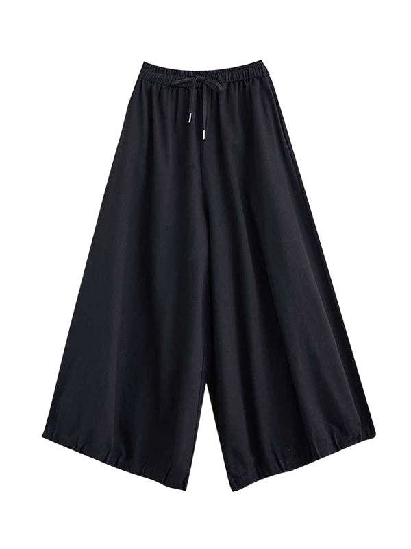 ShieldChic - Wholesale Pants - Women's - High Waisted Loose Drawstring Elasticity Pleated Pockets Culotte Knickerbockers14