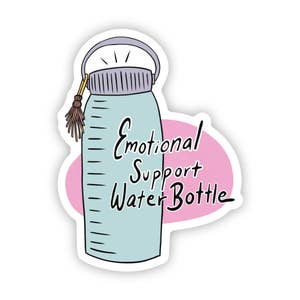 Emotional Support Water Bottle: Beige Tumbler Sticker for Sale by