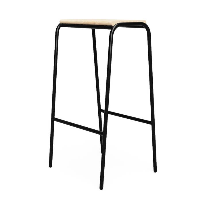 Stacking Bar Stool No. 2 - Anthracite / Solid Oak for wholesale by Absalom Classics