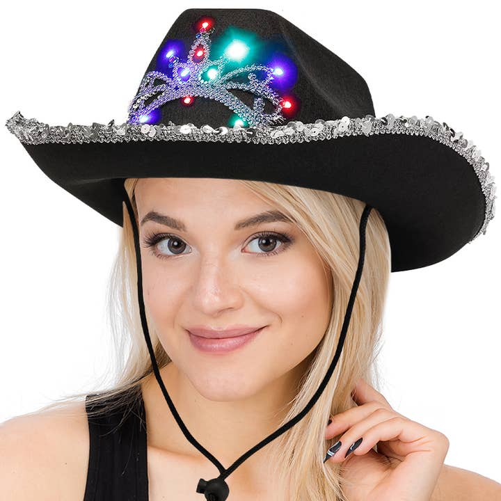 LED Light-Up Tiara Sequins Trim Yeehaw Cowboy Hat and other Purchase Wholesale light up cowboy hat. Free Returns & Net 60 Terms on Faire trending on Faire.