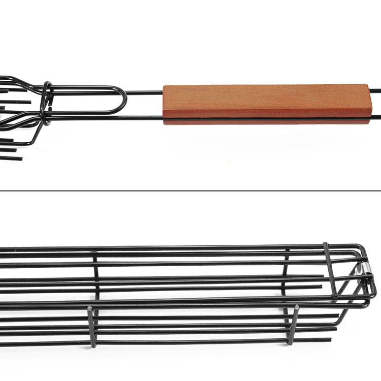 VIGOR - Wholesale Outdoor Grill Tools - Sausage Grill Tongs Rosewood Handle easy Flipping with cage9