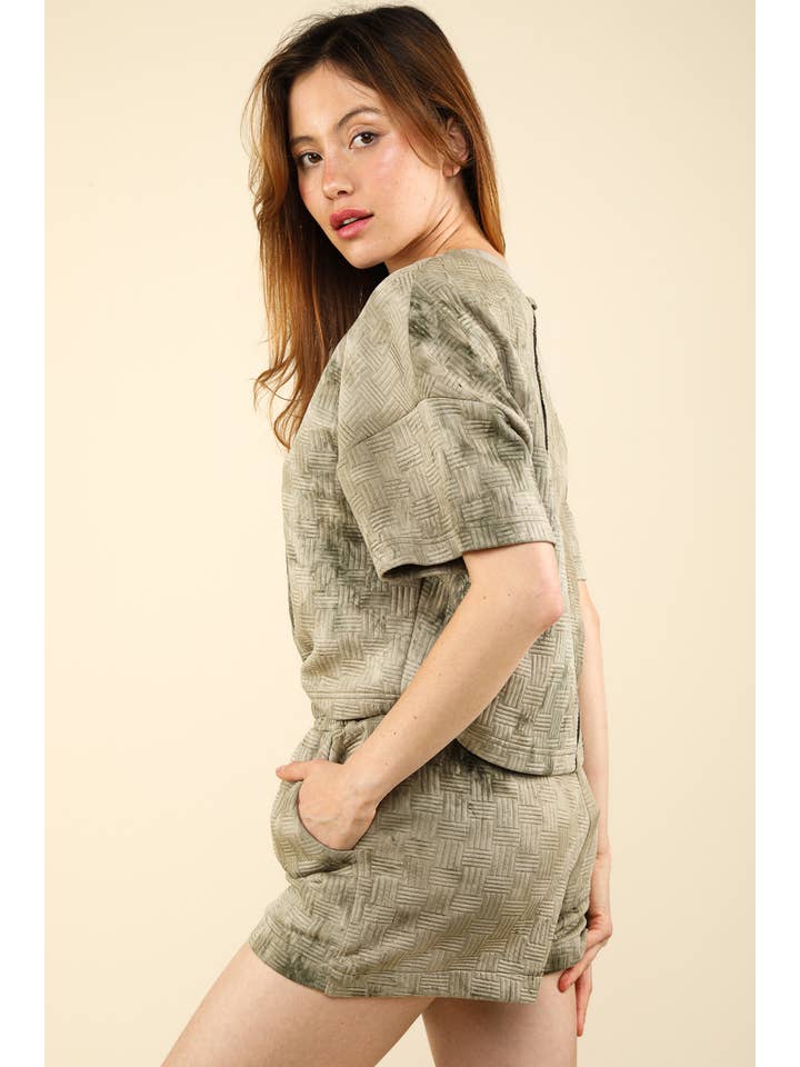 VERY J – Engroshandel Loungesæt - Dame – NT11780SET-Quiltet vasket behagelig striktop og shorts sæt10