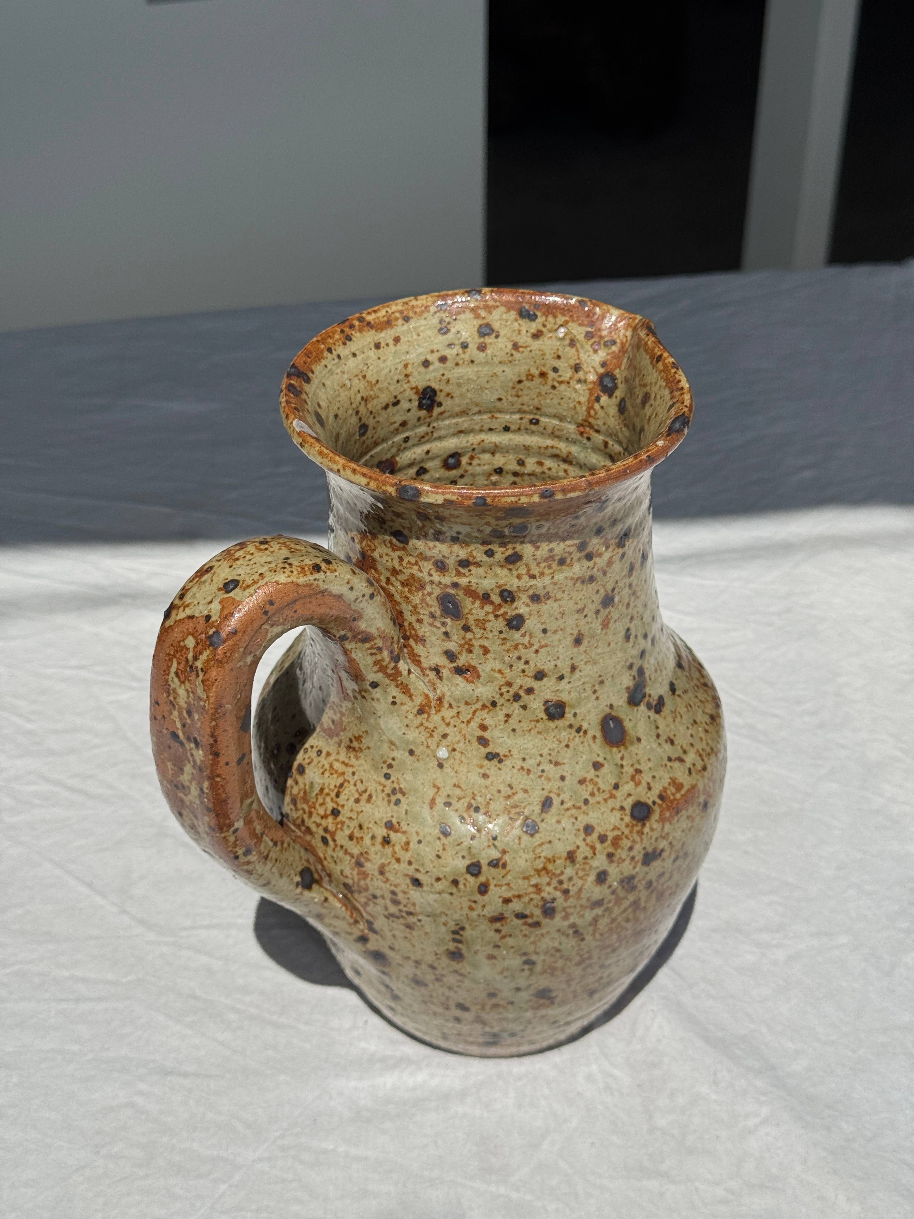 Office Objets - Wholesale Jug - Large speckled stoneware pitcher, YB brand underneath H248