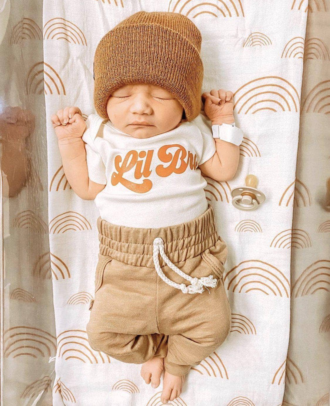 Harp Angel Boutique - Wholesale Swaddle - Baby - Caramel & White Rainbow Swaddle Blanket2