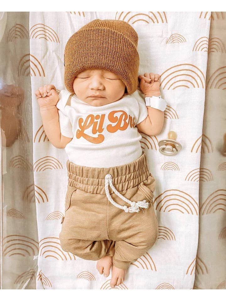 Harp Angel Boutique - Wholesale Swaddle - Baby - Caramel & White Rainbow Swaddle Blanket2