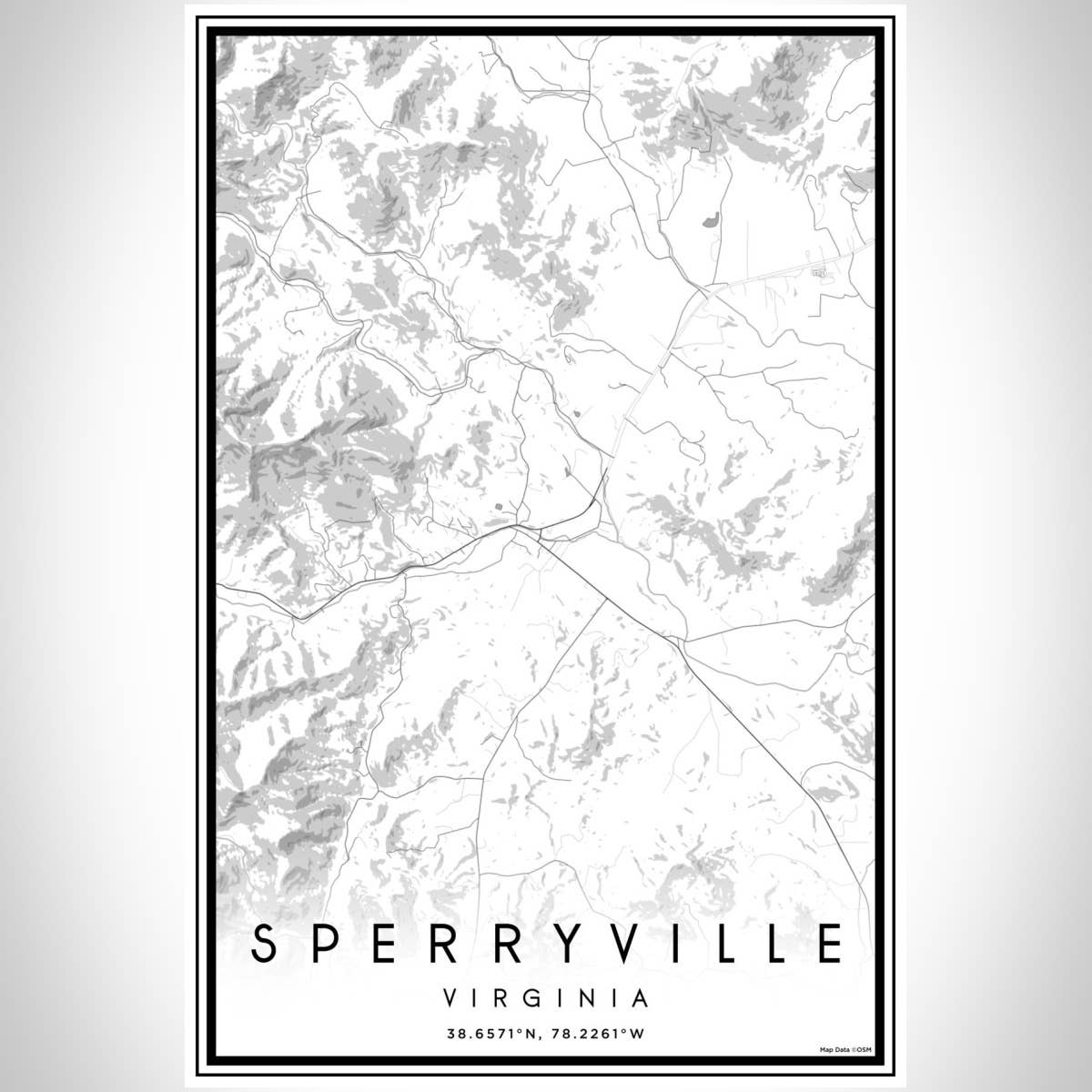 JACE.design - Wholesale Art Print - Sperryville VA Map Print Classic3