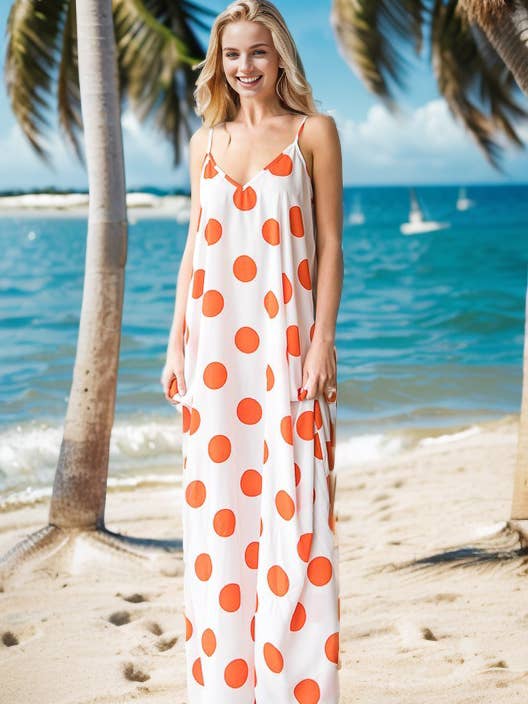 ROBE LONGUE À POIS AVEC POCHE ED6700-23 pour la vente par HEIMISH