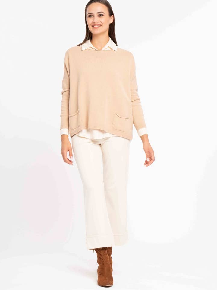 Maglia scollo barca con taschini per la vendita all'ingrosso da parte di Giorgia & Johns - Italy