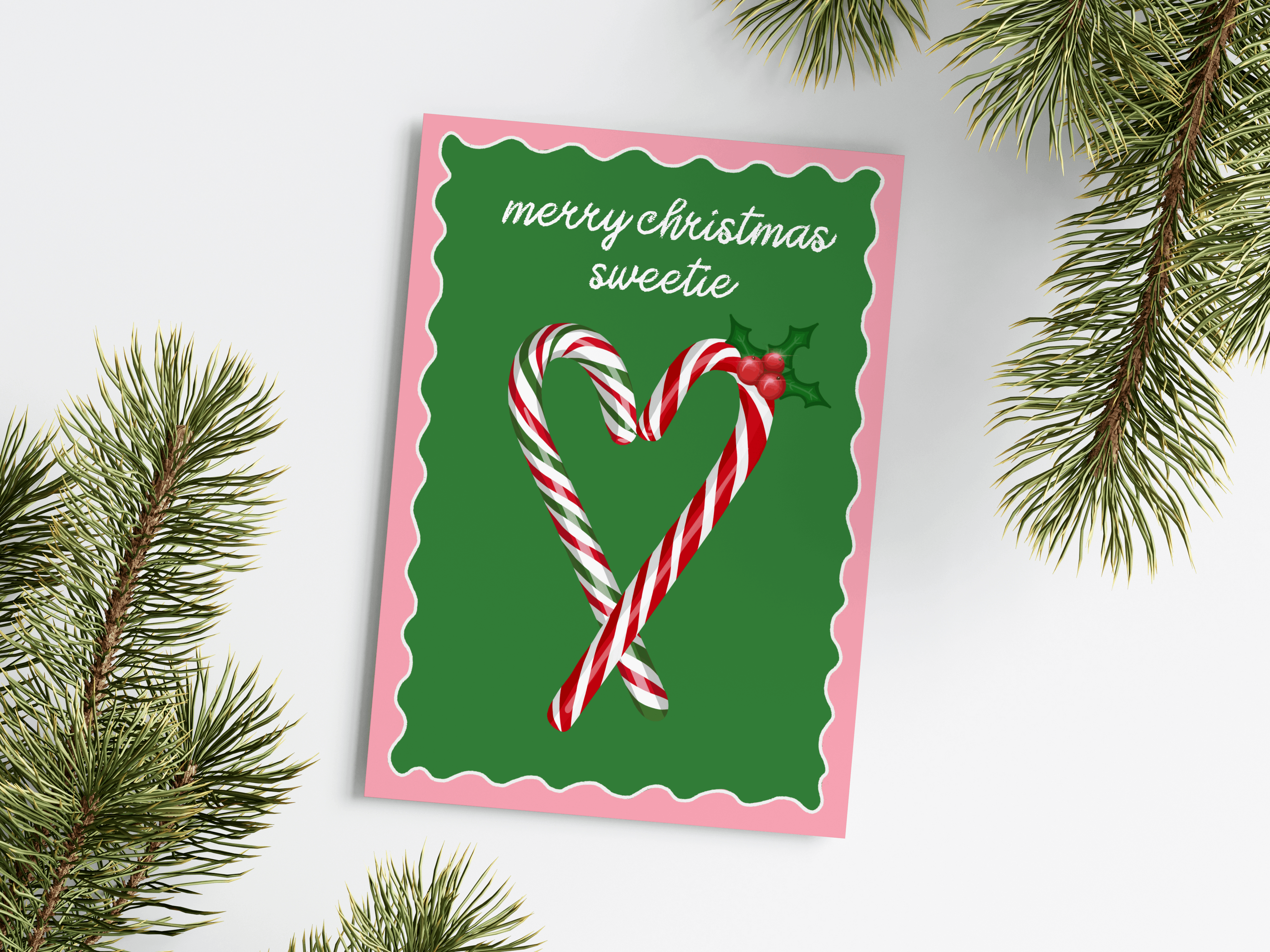 by Rosybum - Wholesale Christmas Card - Merry Christmas Sweetie - Candy Cane Christmas Card1