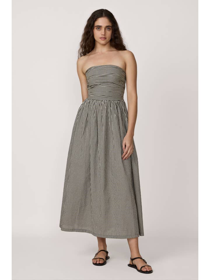 LAUDE the Label - Wholesale Dress - Women's - Strapless Tie Back Dress - Gingham2