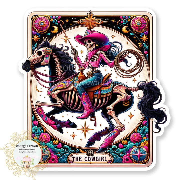 cottage + crown - Wholesale Sticker - Cowgirl Horse Tarot Card Western Vinyl Decal Sticker