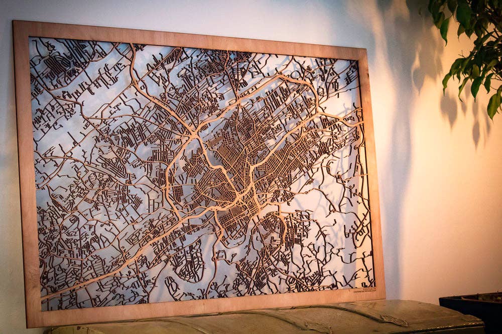 One Man One Garage - Wholesale Wall Accent - City Maps, Large 24x36" Perfect Housewarming Gift! Wooden Street Cutouts12