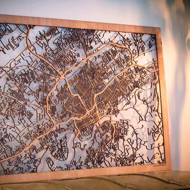 One Man One Garage - Wholesale Wall Accent - City Maps, Large 24x36" Perfect Housewarming Gift! Wooden Street Cutouts12