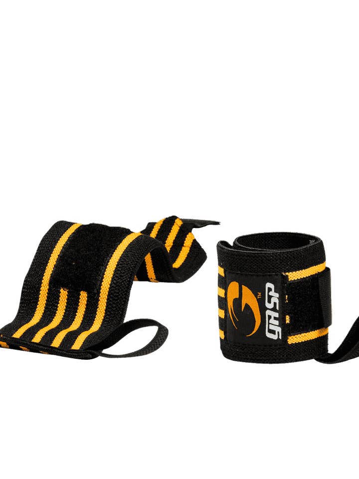 GASP Hardcore Wrist Wrap, Black & Yellow for wholesale by fast protein