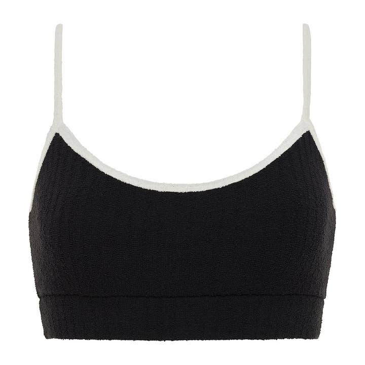 Zwarte (crème gebonden) Terry Rib Simple sporttop voor wholesale door Montce