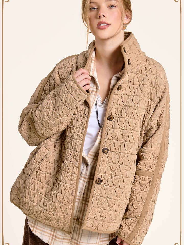 Chaqueta Acolchada Suave Sobredimensionada con Botones JKT1787 para venta al por mayor de La Miel