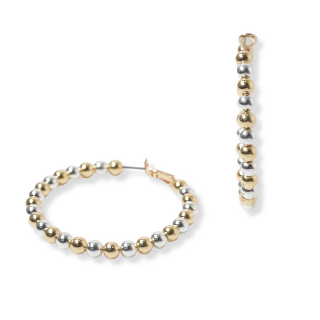 SOPHIA WHOLESALE - Wholesale Hoop Earrings - 4mm ball beaded 50mm round hoop earring2