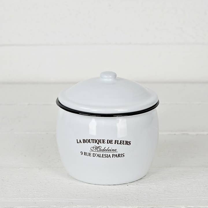 Impressive Enterprises, Inc. - Wholesale Canister - M5710- Enamelware Round Canister with Lid, 5"Dx5.5"H1