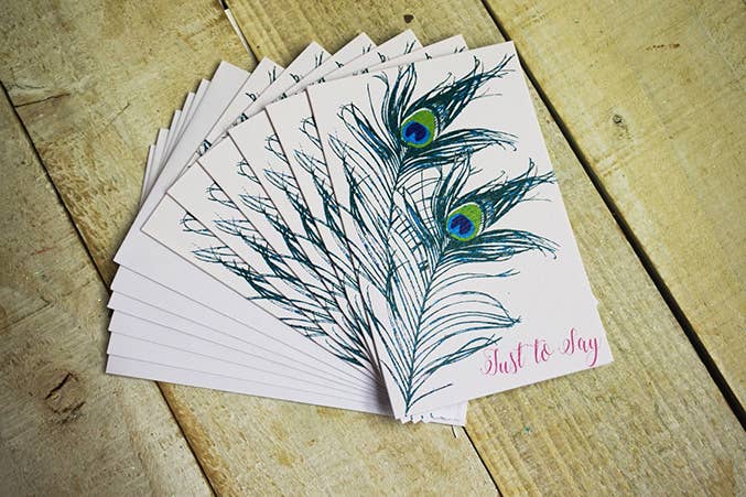 White Cotton Cards – wholesale Stationery/notecard set – Notelets- Thank You Feather Pack of 6 (N95-14T)2