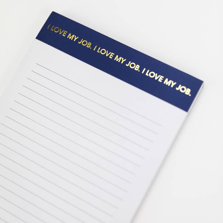 Chez Gagné - Wholesale Notepad - I Love My Job - Lined Notepad - Perforated Sheets - Navy Blue