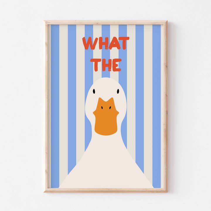 What The Duck Blue Striped Art Print for wholesale by POSTERAMI