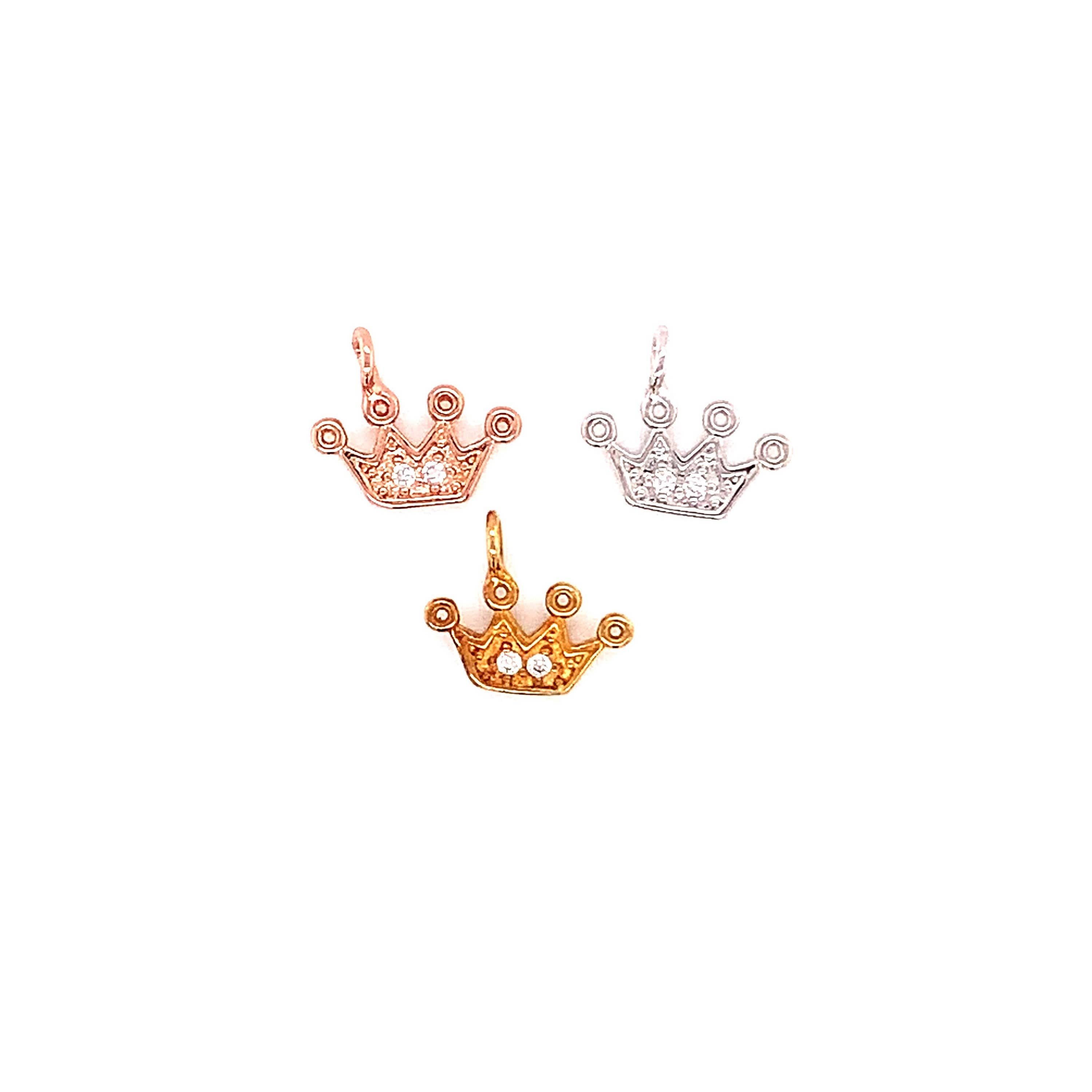The Bead Bazaar - Wholesale Individual charm/pendant - 18K Small Gold Princess Crown Charm For Bracelet, Silver Kids Crown Tiara Charm For Beauty Queen, Bulk Charms For Jewelry Making, Wholesale