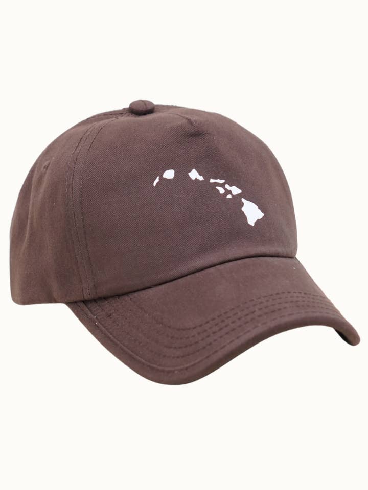 Hawaiian Islands Printed Cotton Dad Cap w/ Ponytail Opening for wholesale by Olive & Pique
