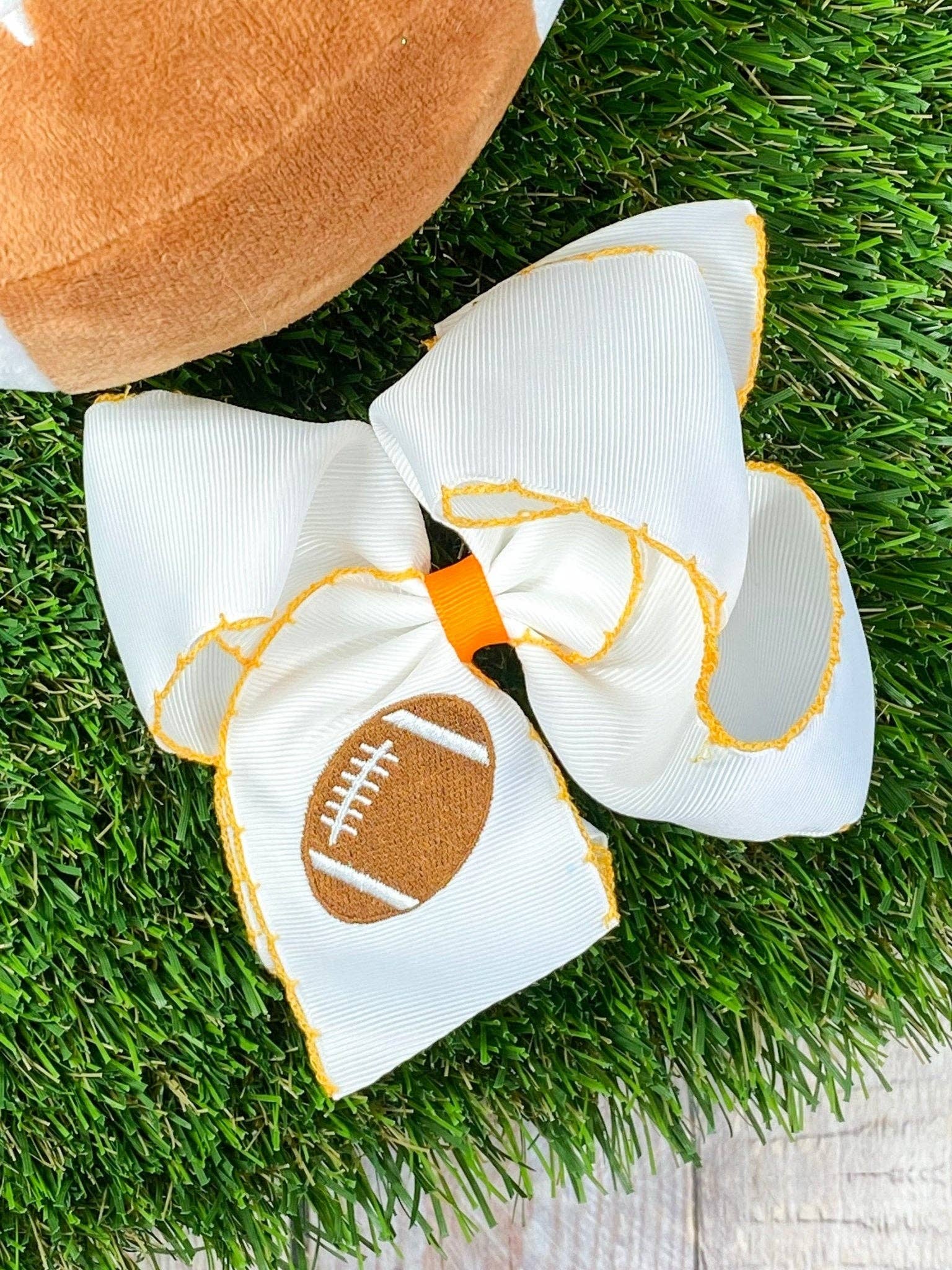 The Hair Bow Company - Wholesale Hair Bow - Kids - Football Embroidered Moonstitch Hair Bows3