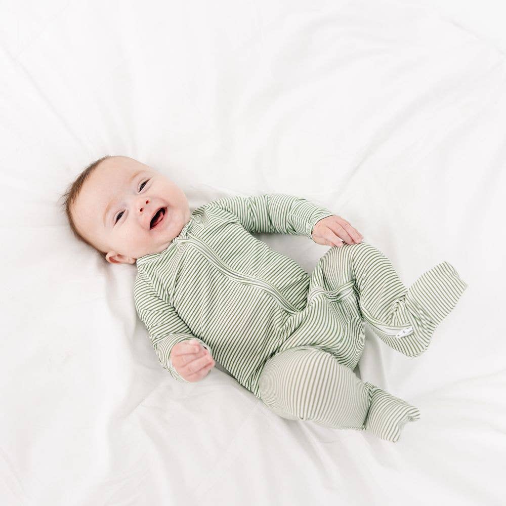 Motette - Wholesale Sleepsuit - Baby - Evergreen Stripe Bamboo Sleeper2