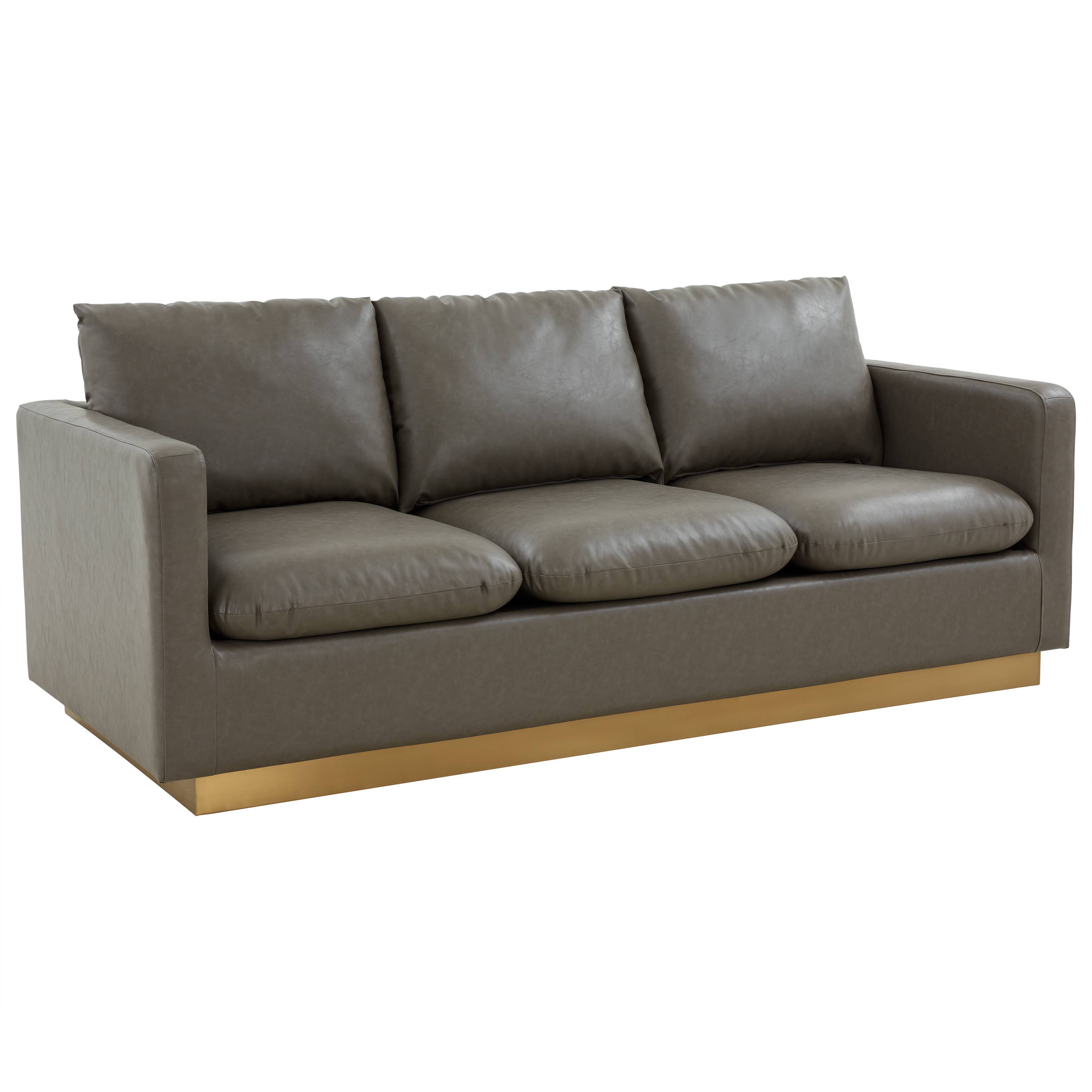 LeisureMod - Wholesale Sofa - Nervo 3-Seater Velvet/Leather Full Sofa with Gold Steel Base28