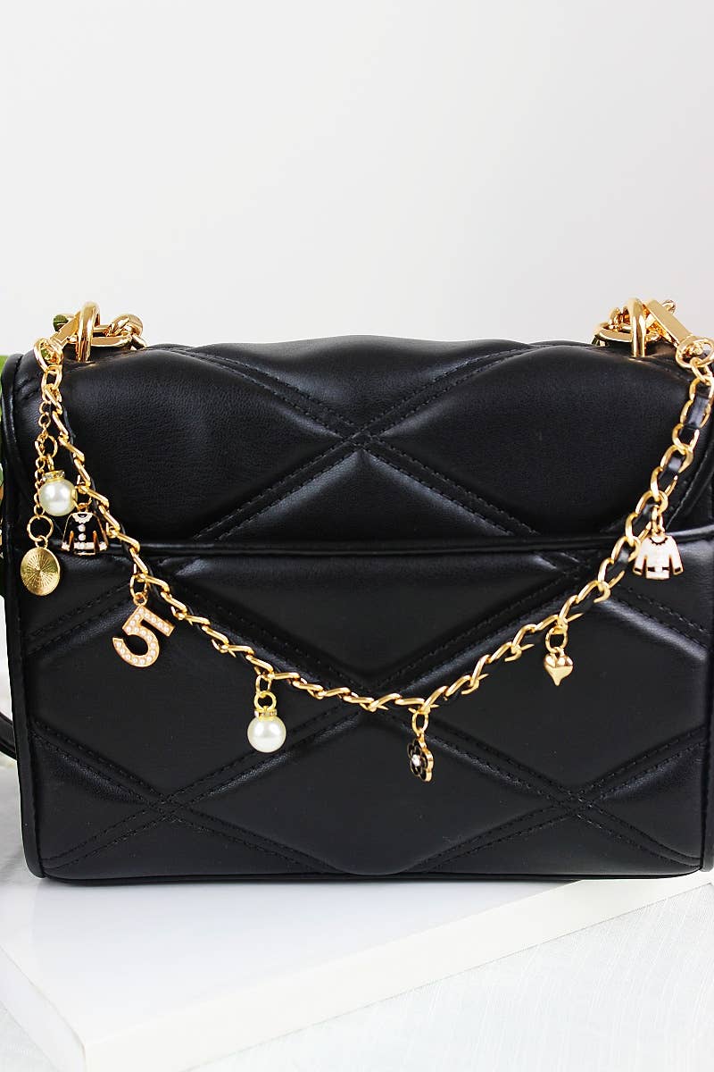 Leto Accessories - Wholesale Bag Strap - Women's - Inspired Pearl&Leather Interwoven Bag Charm Chain Strap4