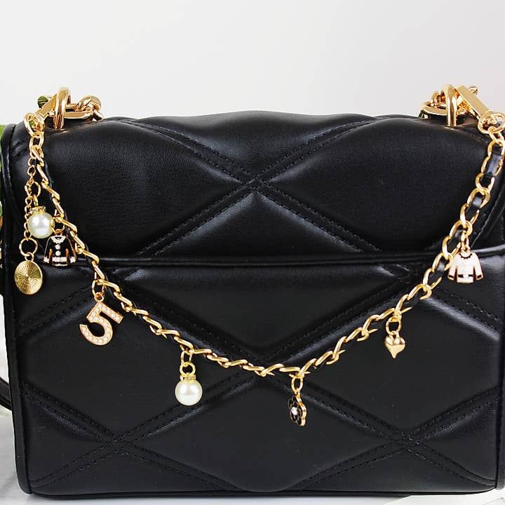 Leto Accessories - Wholesale Bag Strap - Women's - Inspired Pearl&Leather Interwoven Bag Charm Chain Strap4