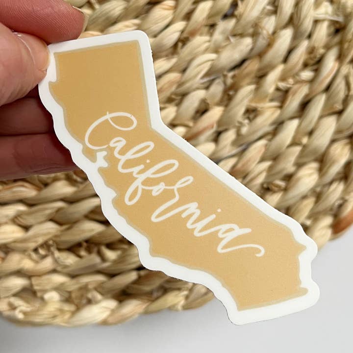 California State Sticker | Yellow Sticker for California for wholesale by Prairie Letter Shop
