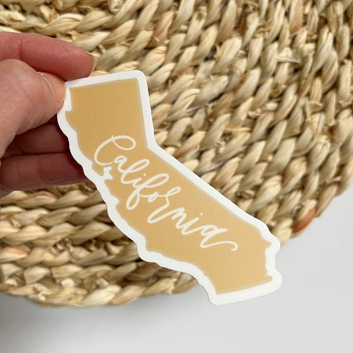 California State Sticker | Yellow Sticker for California for wholesale by Prairie Letter Shop