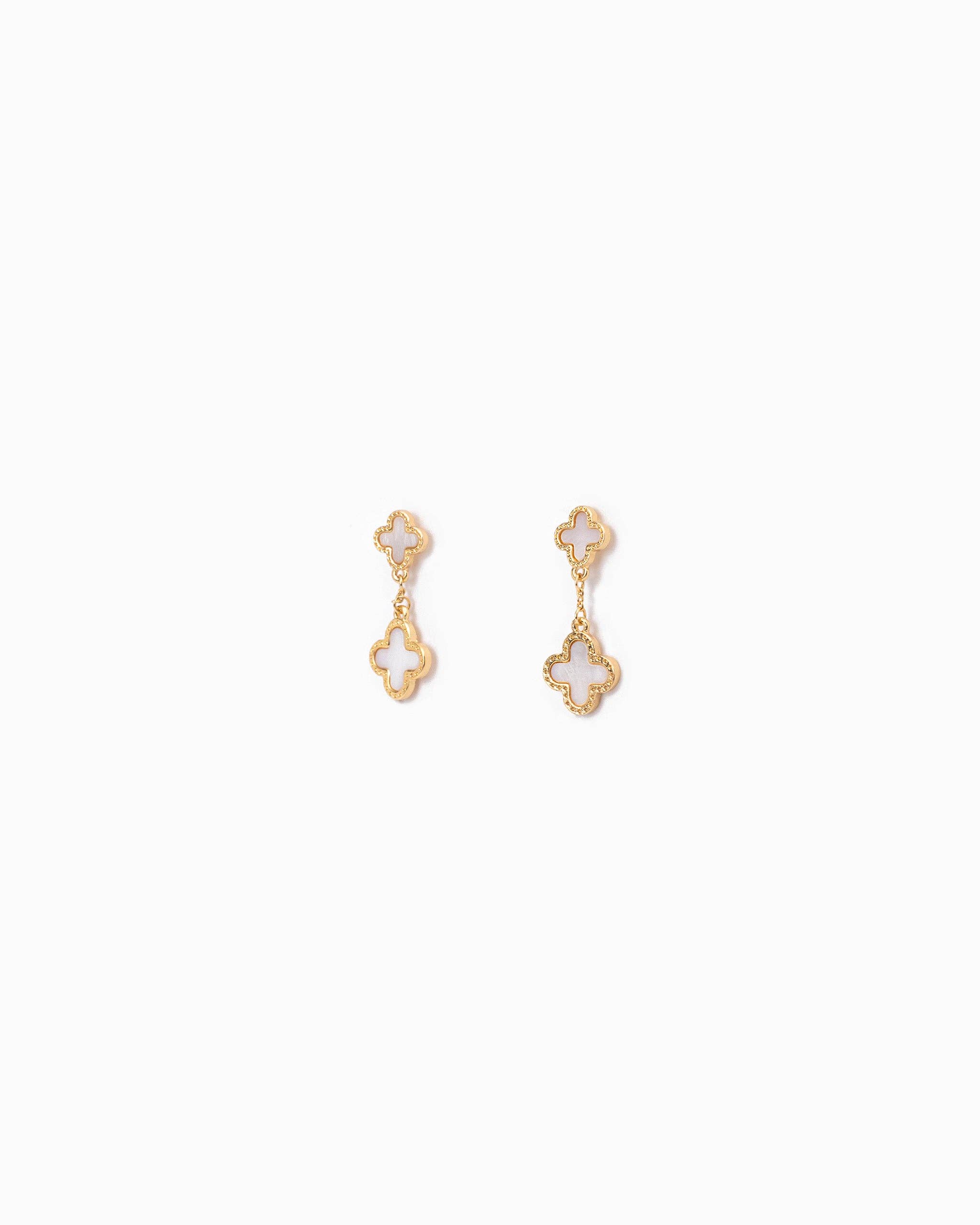 Sessori – wholesale Dangle earrings – Double MOP Clover Drop Earrings9