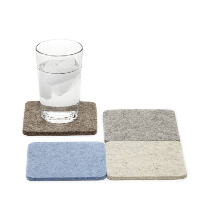 Bierfilzl Merino Wool Felt Square Coaster 4 Pack Cobblestone for wholesale on Faire1