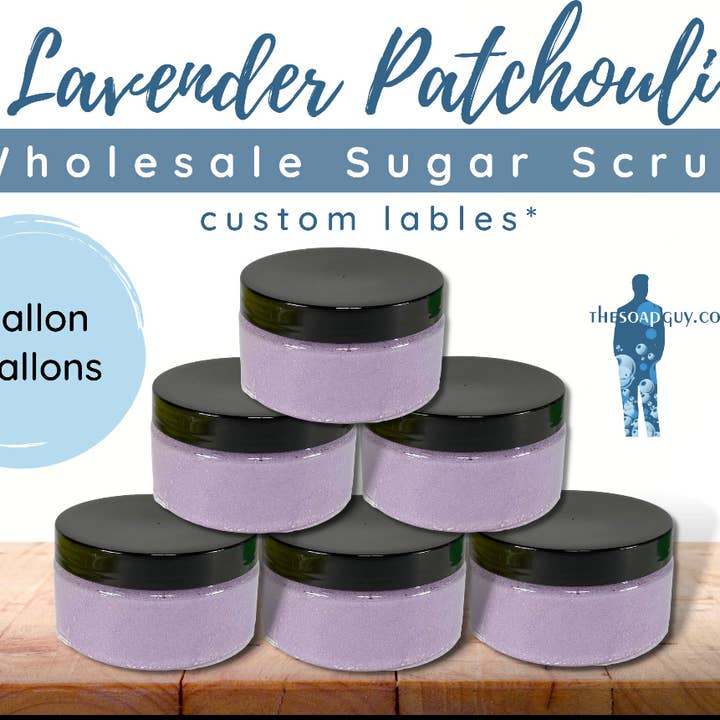 Lavender Patchouli Sugar Scrub for wholesale by The Soap Guy