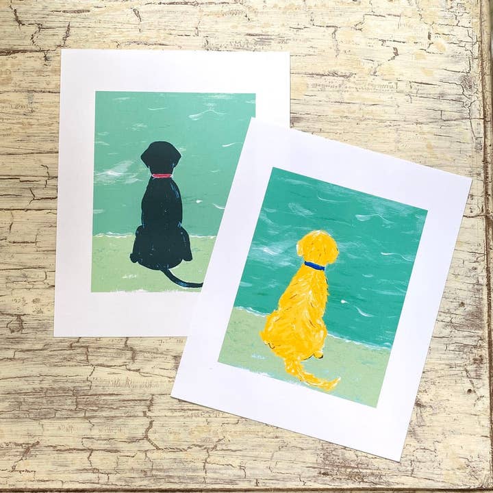 Beach Dog Art Print for wholesale by Lemondaisy Design