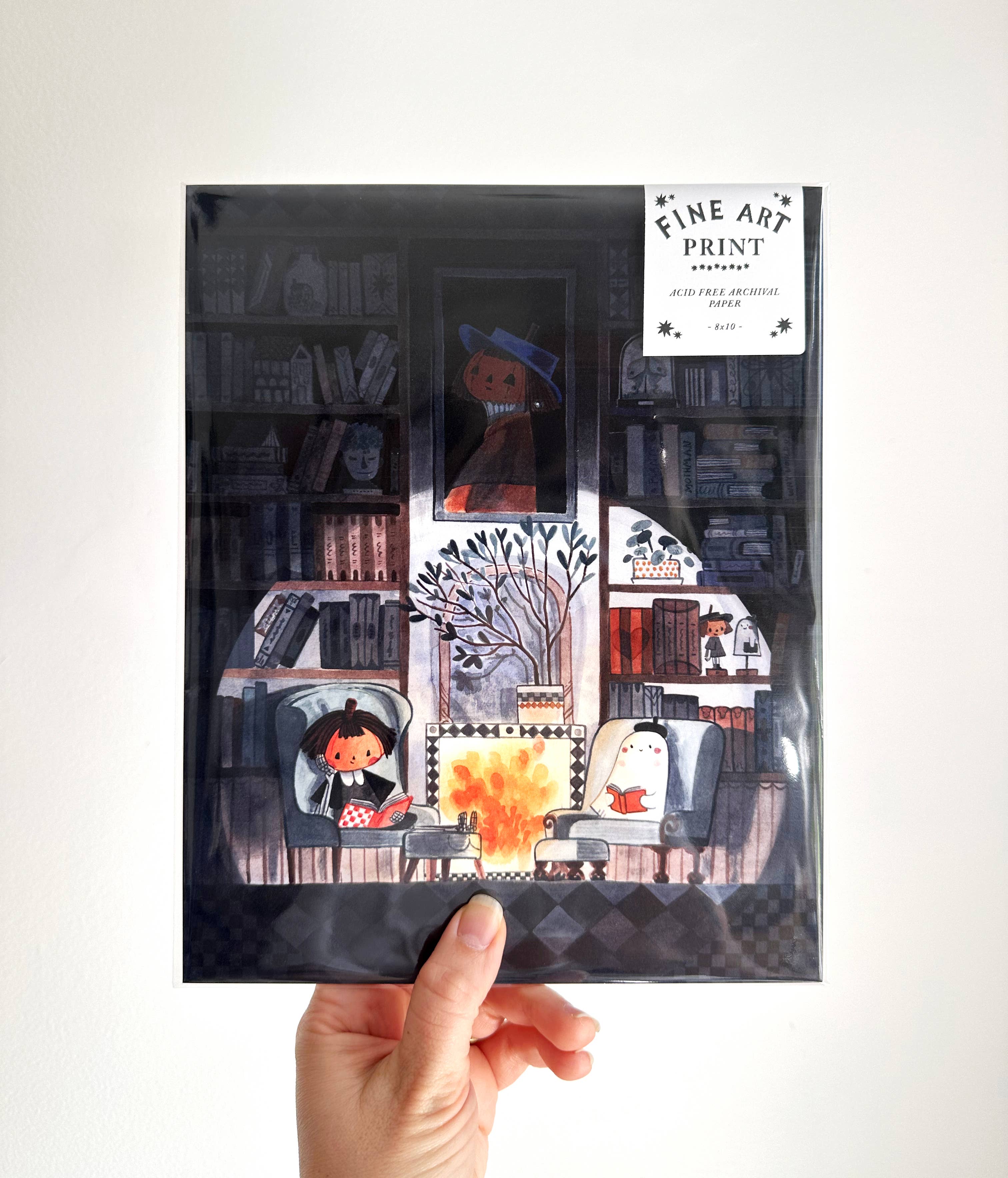 Shelley Couvillion - Wholesale Art Print - Pumpkin and Spice - Cozy Library - dark academia - Print1