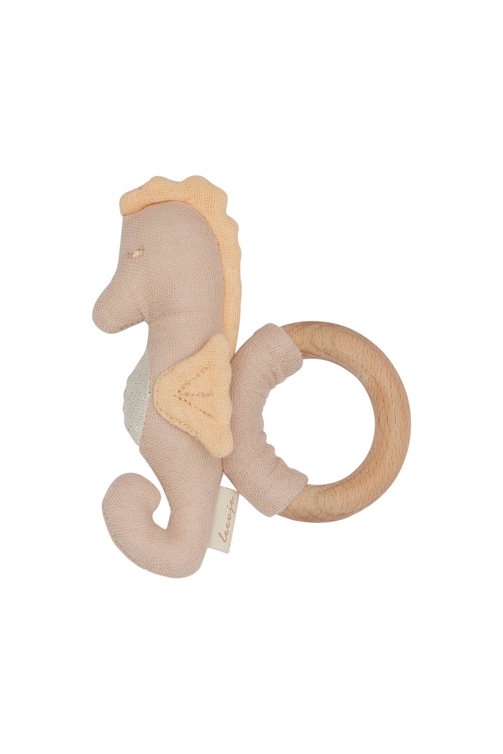 Leevje - Venta al por mayor Sonajero - Bebés - Sonajero de bebé con anillo de madera 'Caballito de mar'