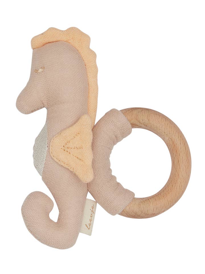 Sonaglio per bambini con anello di legno 'Cavalluccio marino' per la vendita all'ingrosso da parte di Leevje