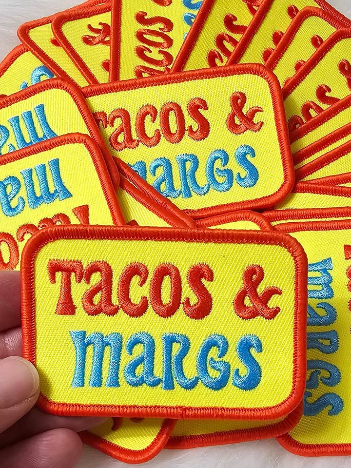 'Tacos and Margs' Embroidery Iron On Patch for wholesale by Scratch Decor