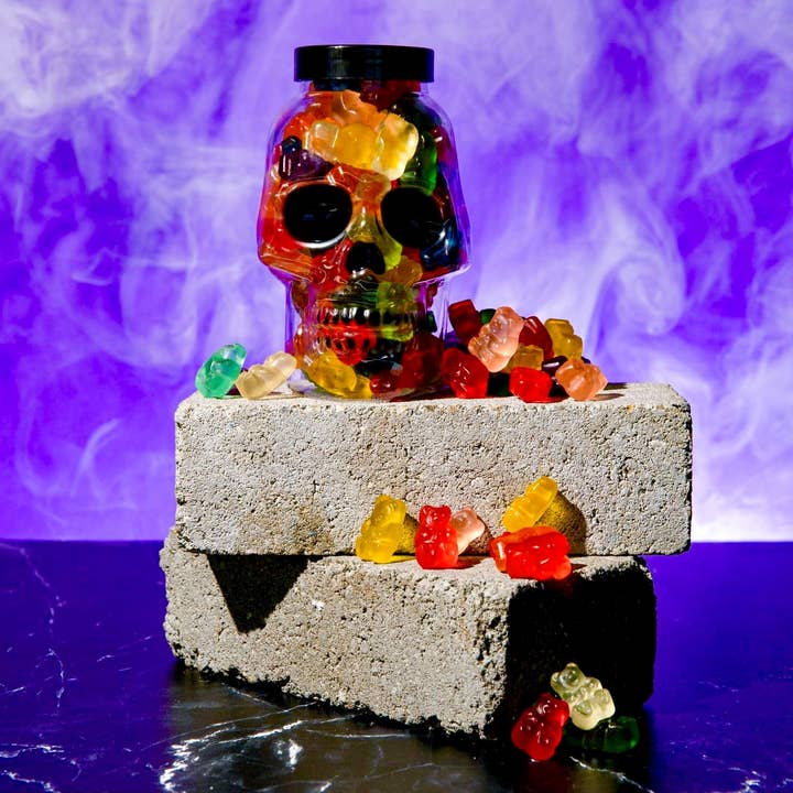 Purple Plum - Wholesale Gummy - Halloween Candy Skull Jar with Assorted Gummies1